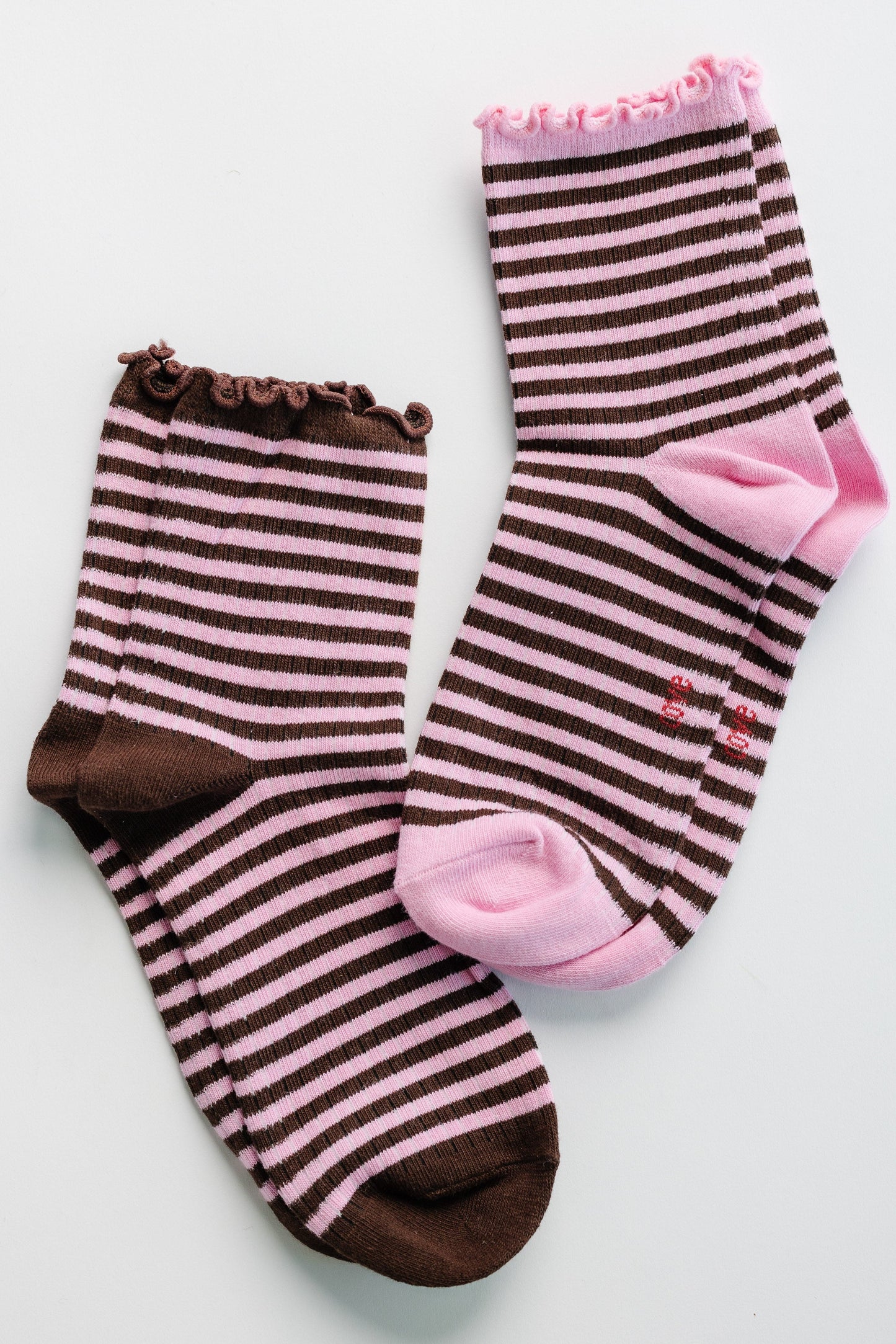 Cove Striped Duo Sock Collection WOMEN'S SOCKS Cove Accessories Pink/Brown OS 