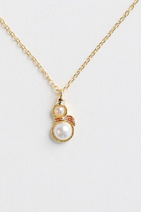 Cove Dainty Pearl Snowman Necklace WOMEN'S NECKLACE Cove Accessories K S 