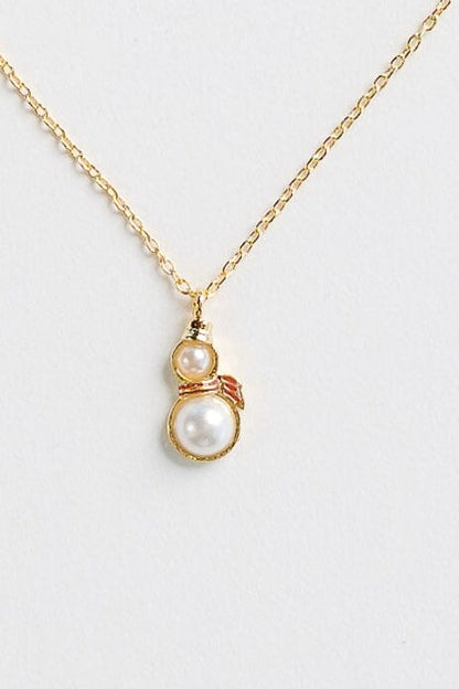 Cove Dainty Pearl Snowman Necklace WOMEN'S NECKLACE Cove Accessories K S 