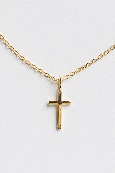 Cove The Cross Necklace WOMEN'S NECKLACE Cove Accessories 18k Gold Plate 16" + ext chain .47 cross 