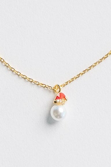 Cove Pearl With Santa Hat WOMEN'S JEWELRY Cove Accessories 18k Gold Plate 16"+ext 