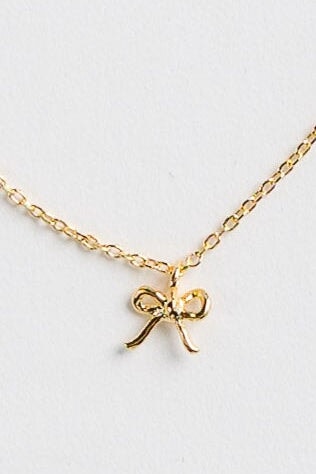 Cove Petite Bow Necklace WOMEN'S NECKLACE Cove Accessories 18k Gold Plate 16"+ext 