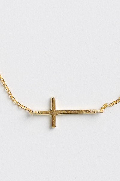 Cove Cross Bracelet WOMEN'S BRACELET Cove Accessories 18k Gold Plate 6" 