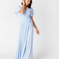Naples Flutter Sleeve Wrap Maxi - Lt Blue Bridesmaid Dress Arbor 