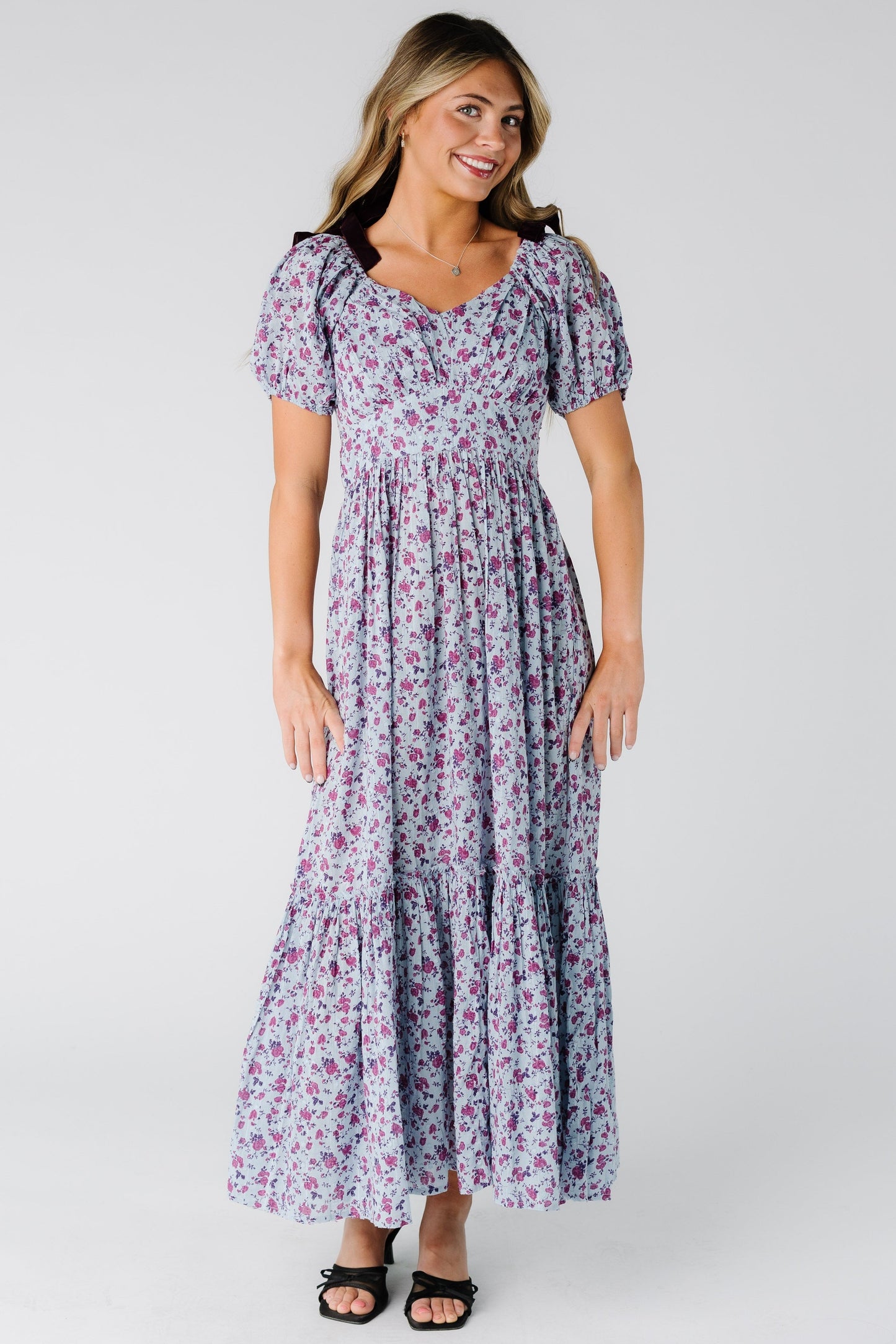 Citrus The Swiss Dobby Bow Dress WOMEN'S DRESS Citrus Blue Print XS 