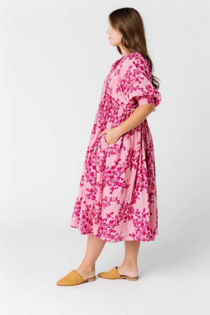 Plus size pink print dress