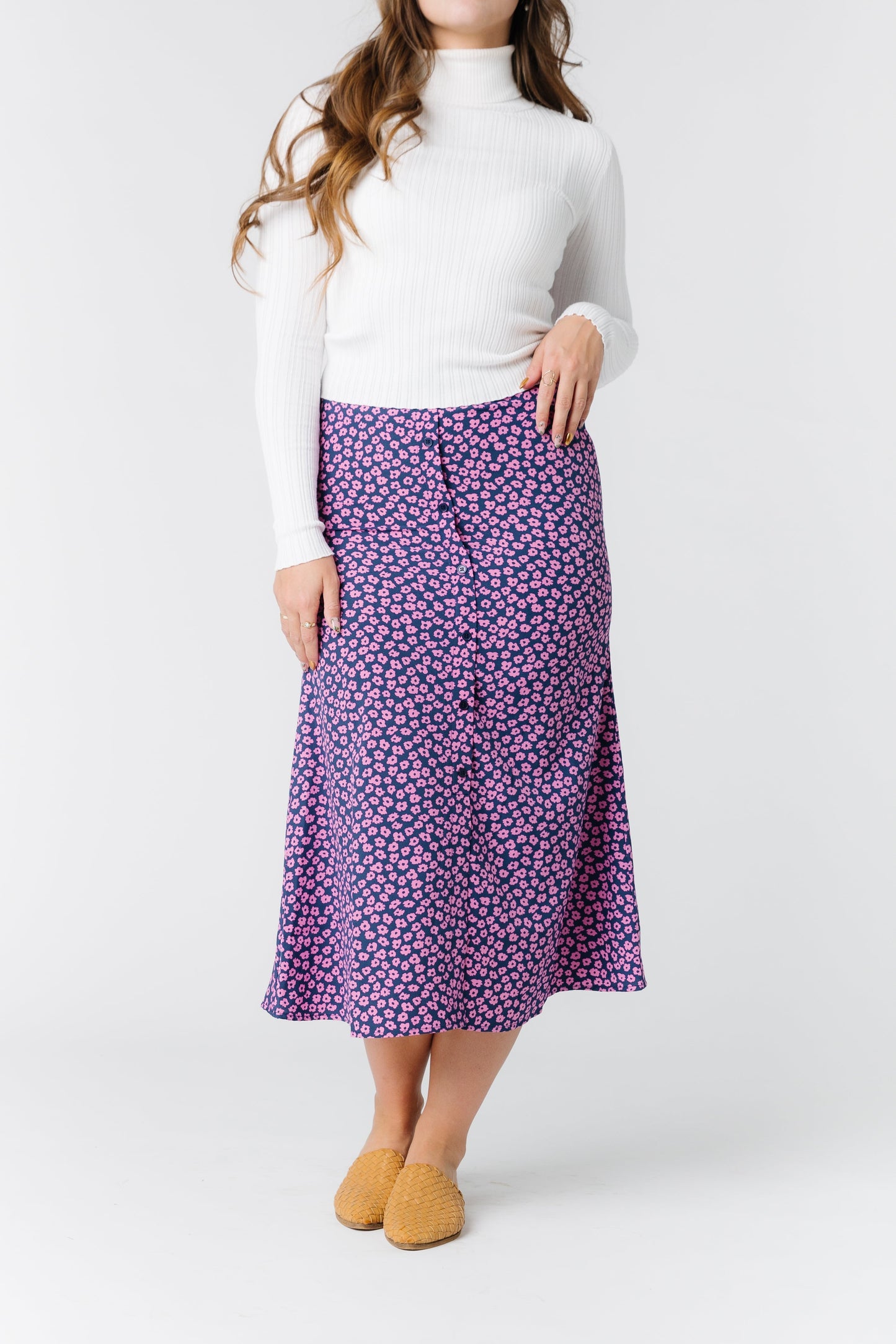 Rio Bold Floral Skirt WOMEN'S SKIRTS Things Between Navy-Pink S 