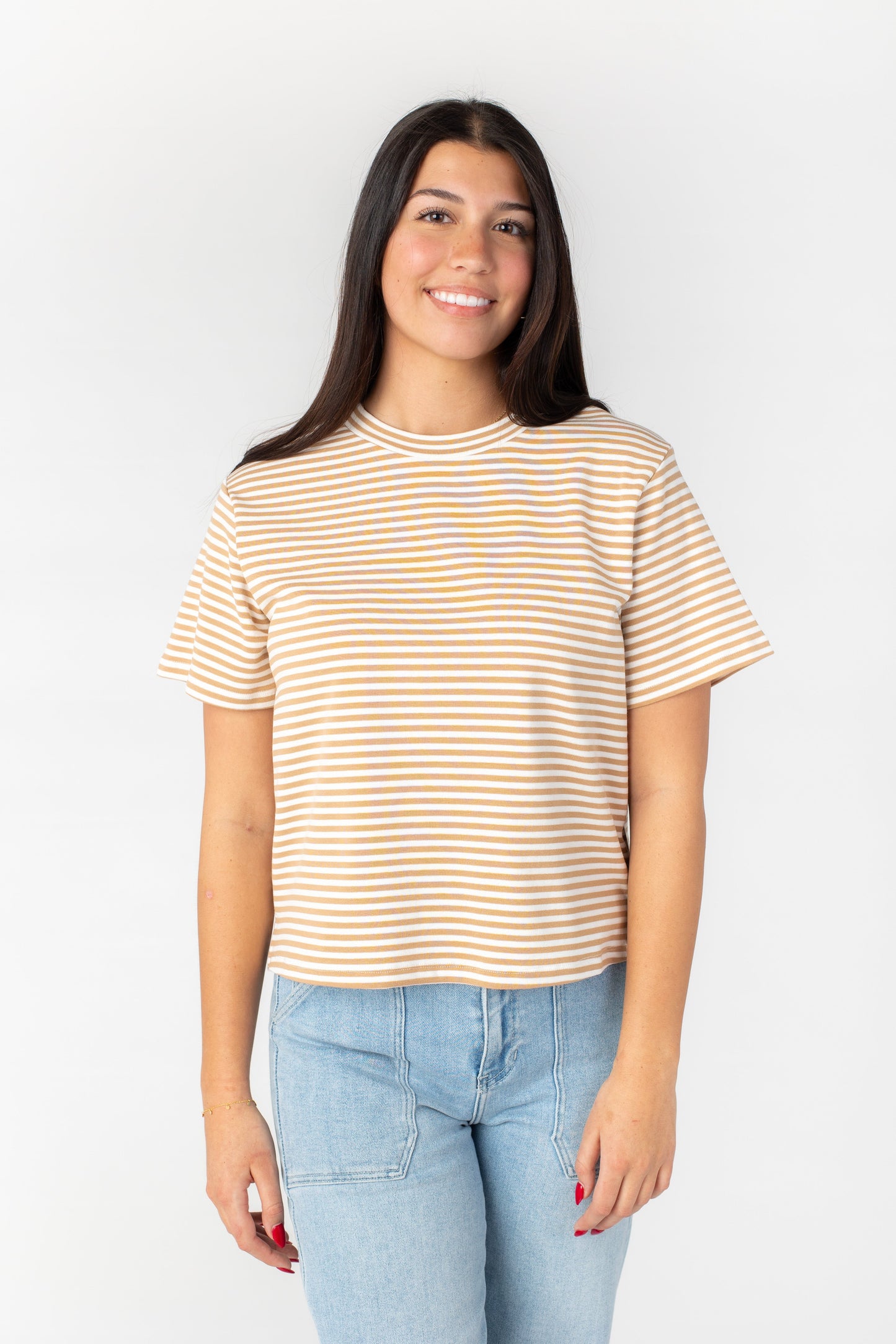 Rolla's Stripe Boxy Tee - Red & Apricot WOMEN'S T-SHIRT Things Between 