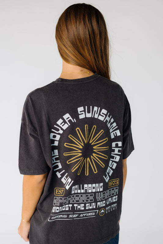 Billabong Sunshine Chaser Short Sleeve Tee in black for women and teens.