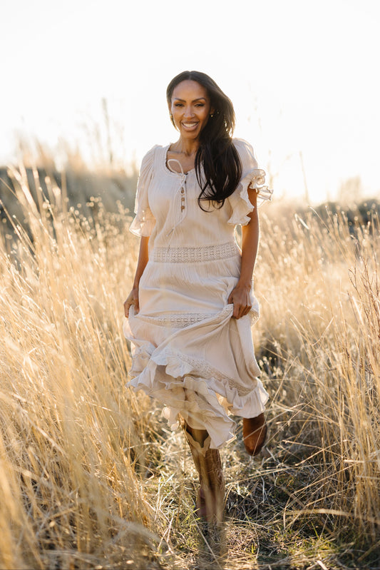 Citrus Brode dress in bone