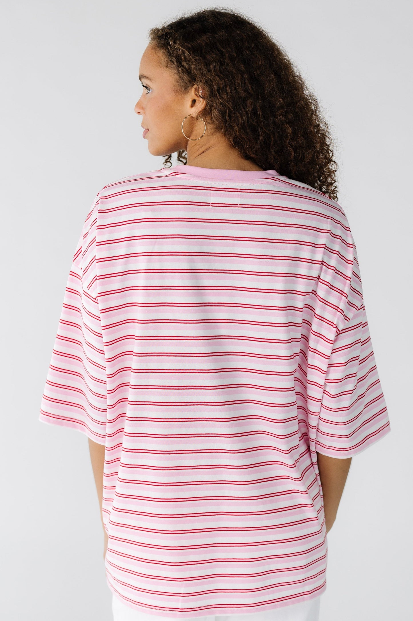 Pink Stripe Oversized Tee WOMEN'S T-SHIRT Things Between 