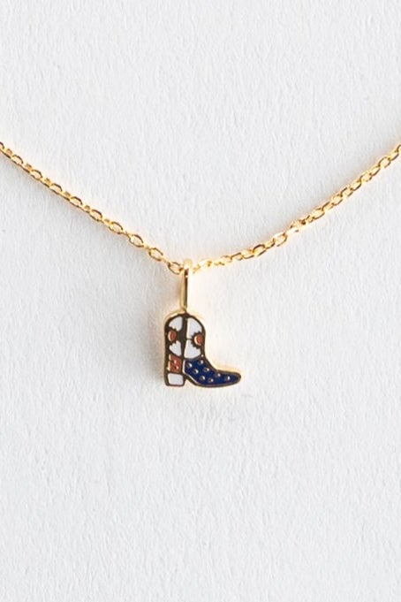 Cove Freedom Cowboy Boot Necklace WOMEN'S NECKLACE Cove Accessories Red/White/Blue 16" + 1" ext 