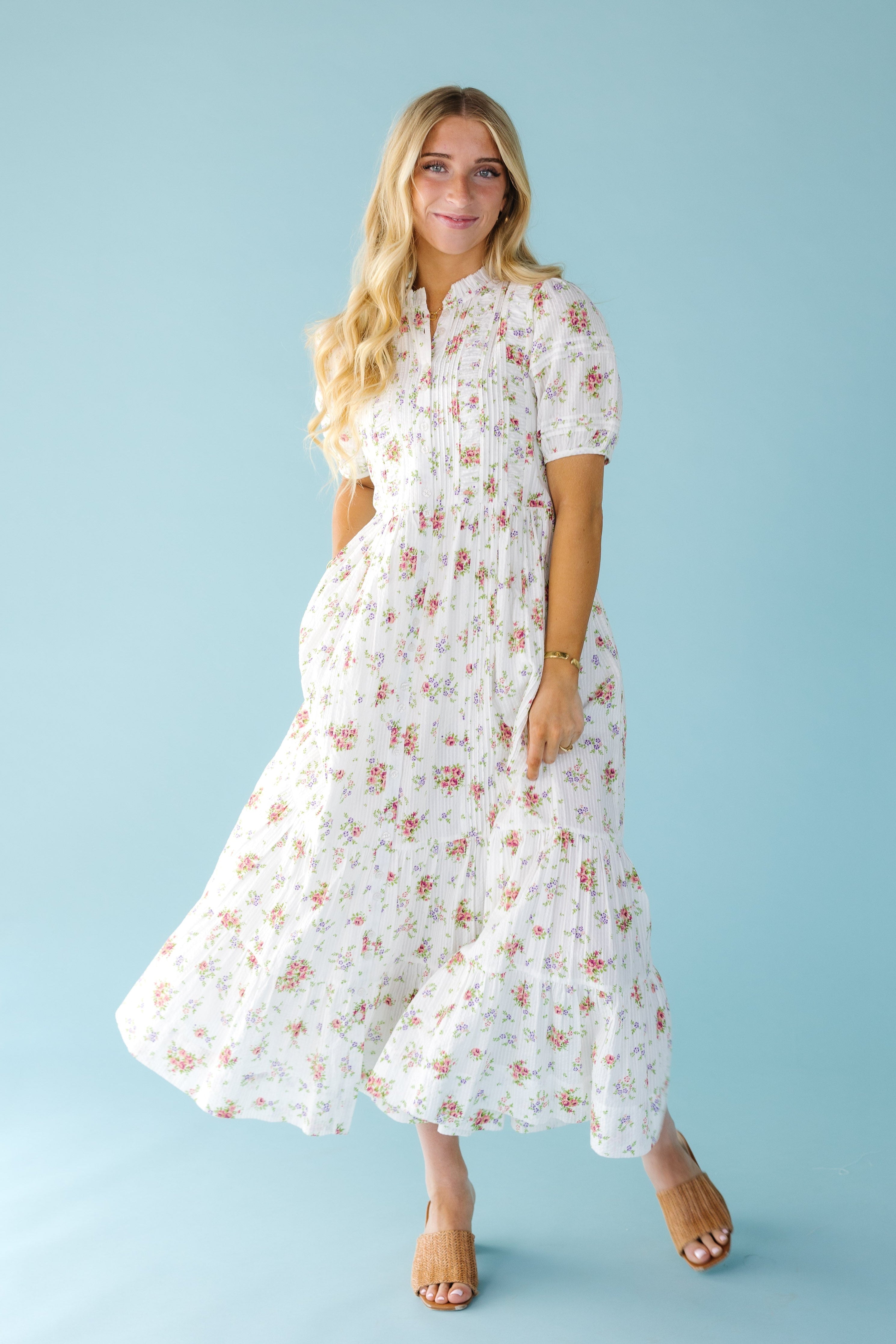 Citrus Flower Fields White Dobby Dress – Called to Surf