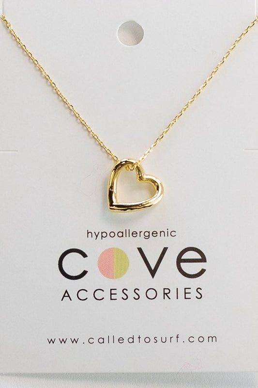 Cove Open Heart Necklace WOMEN'S NECKLACE Cove Accessories 18k Gold Plated 17" + 1.5" extender 