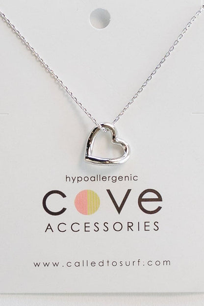 Cove Open Heart Necklace WOMEN'S NECKLACE Cove Accessories Silver 17" + 1.5" extender 