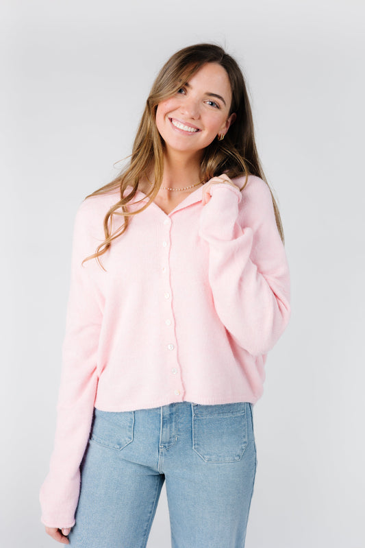 Aria Soft Cardigan - Baby Pink WOMEN'S CARDIGAN Things Between Baby Pink S 