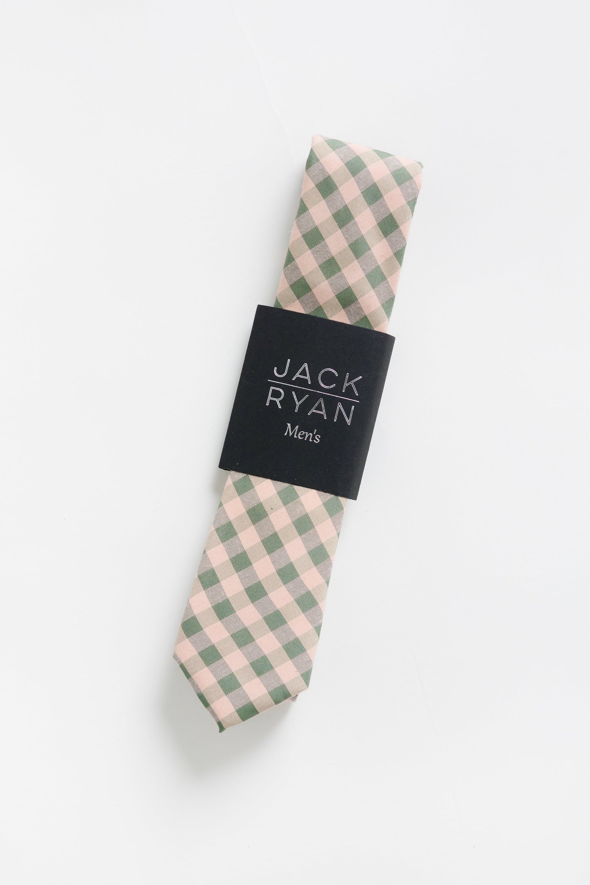 Jack Ryan Checked Out Tie MEN'S TIE JACK RYAN Green/Peach 2.5" wide x 58" length 