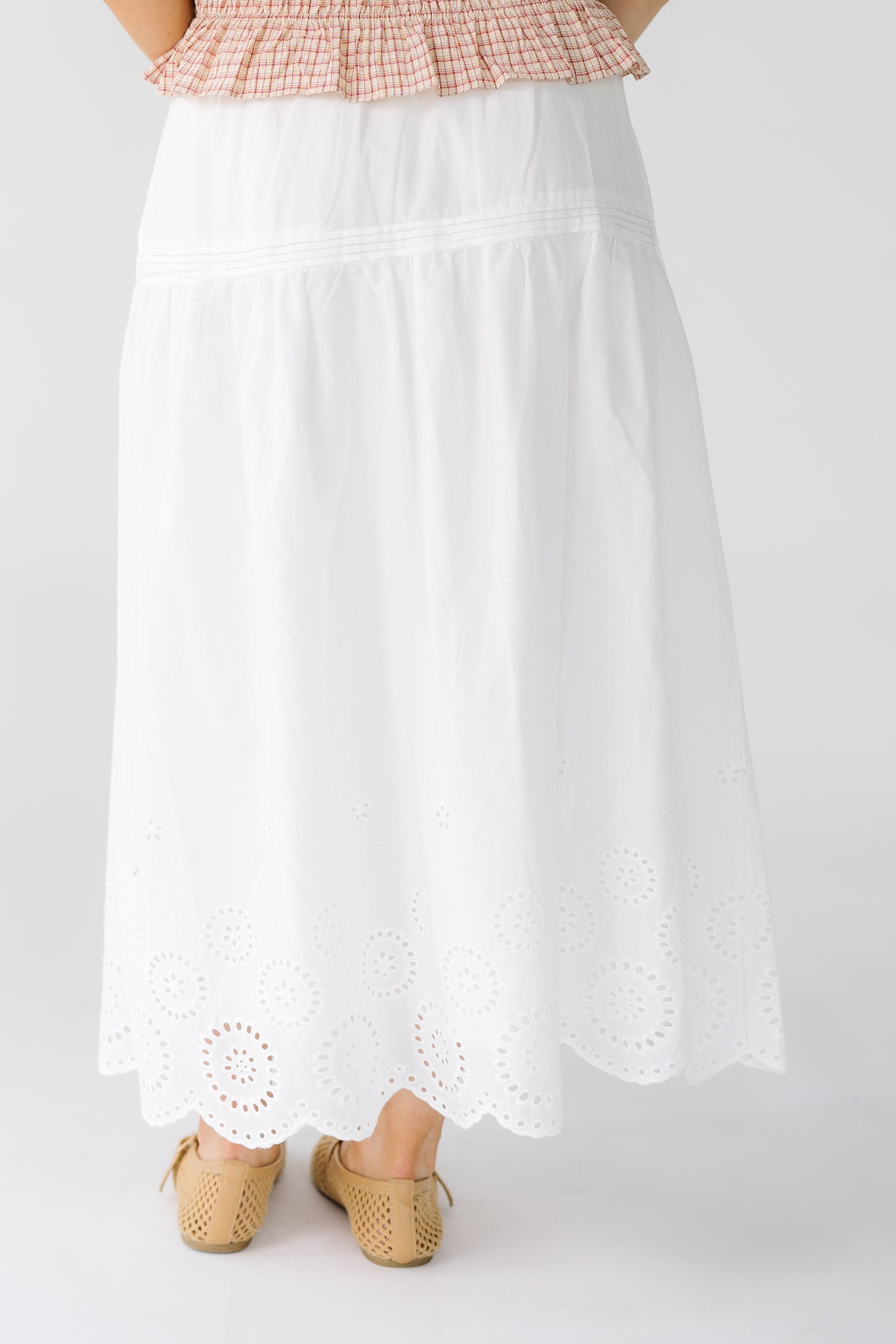 Brass & Roe Melanie Eyelet Midi Skirt – Called to Surf