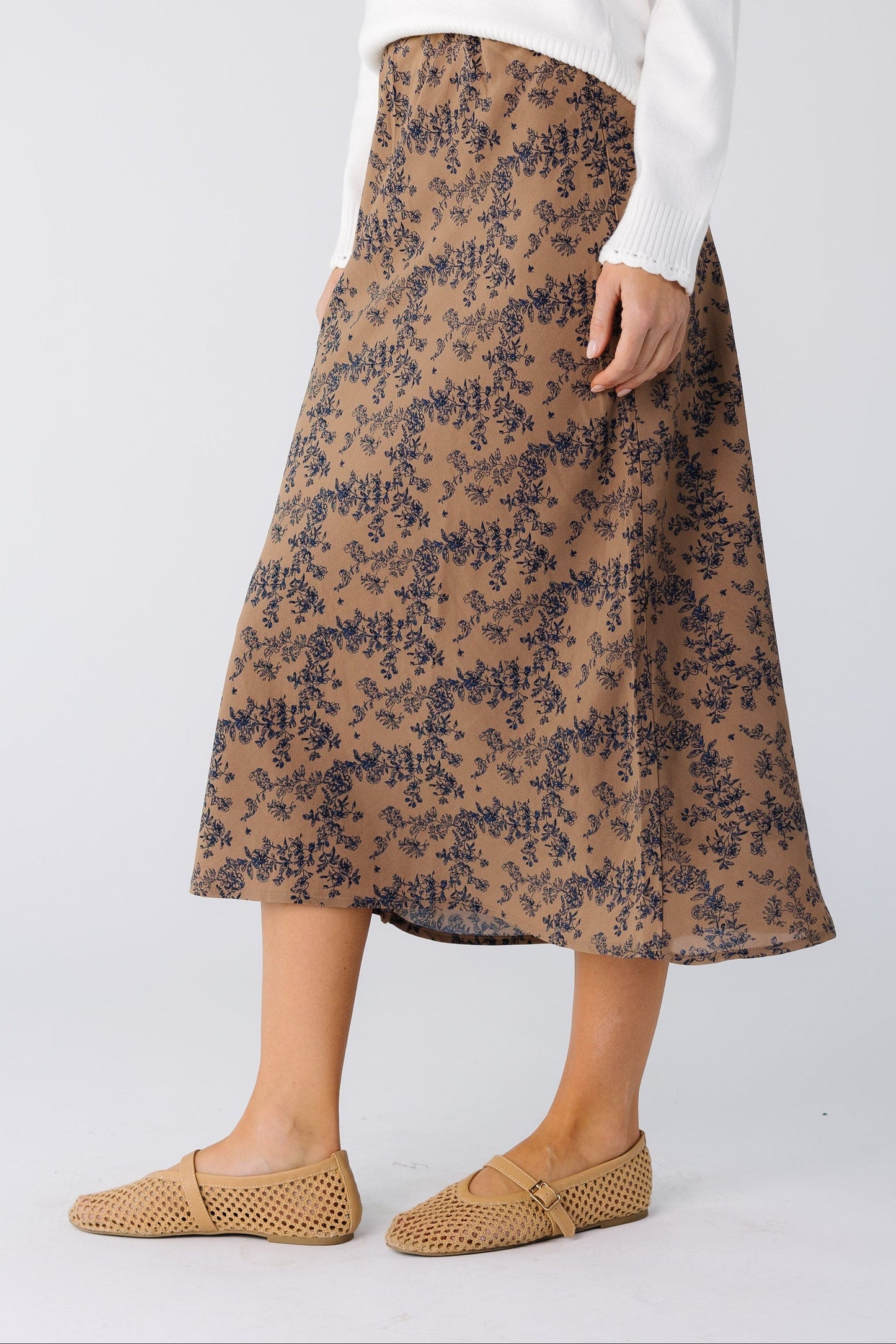 Brass & Roe Ellie Print Midi Skirt WOMEN'S SKIRTS brass & roe 