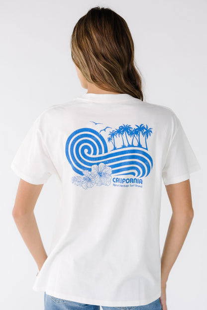 Rip Curl Ocean Break Relaxed Tee in white and teens. 