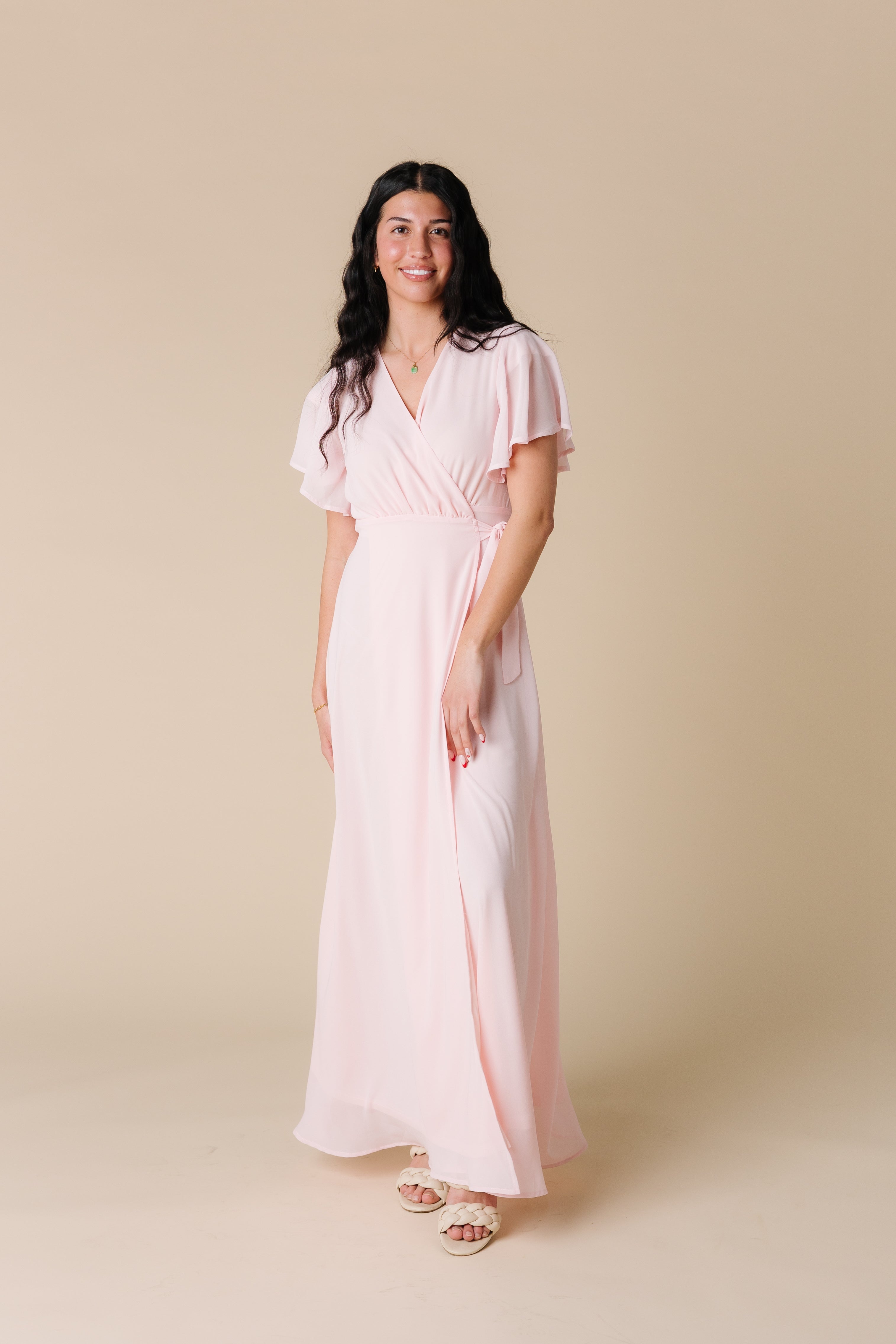 Naples Flutter Sleeve Wrap Dress - Pink – Called to Surf