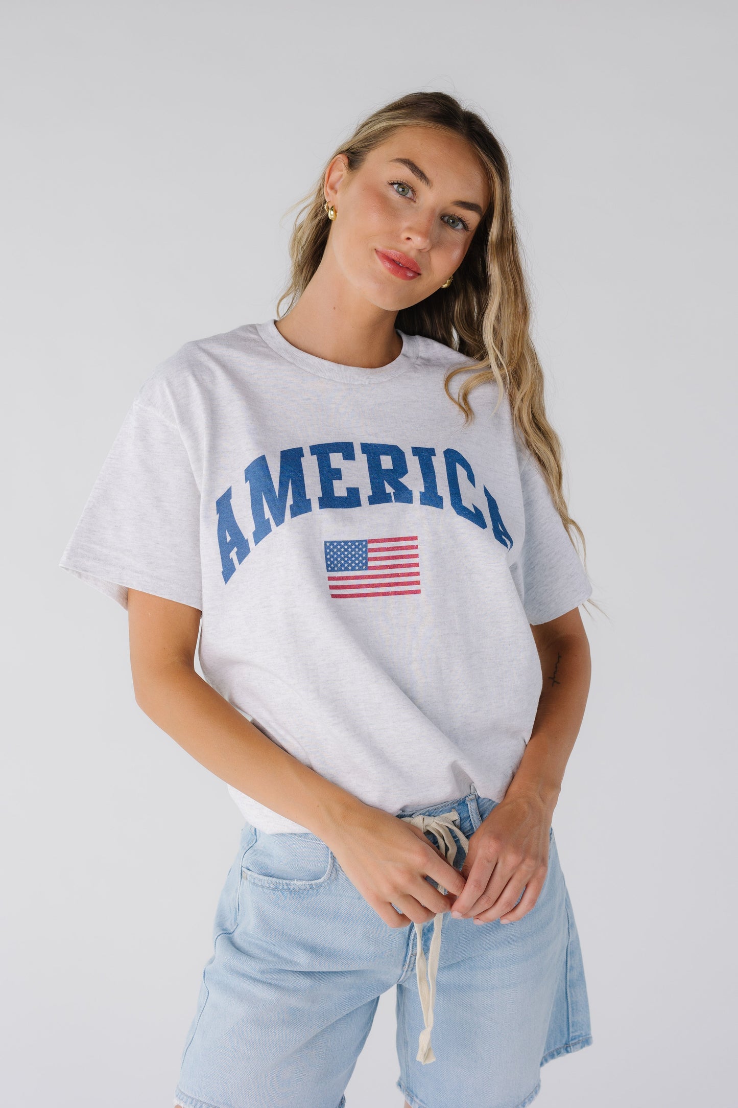 America USA Flag Tee WOMEN'S T-SHIRT WKNDER 