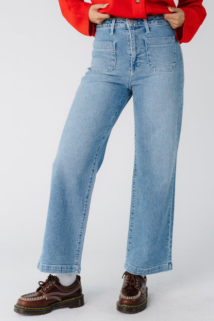 The Date Time Pocket Wide Leg Denim WOMEN'S DENIM Just Panmaco Inc. Lt Denim 24 