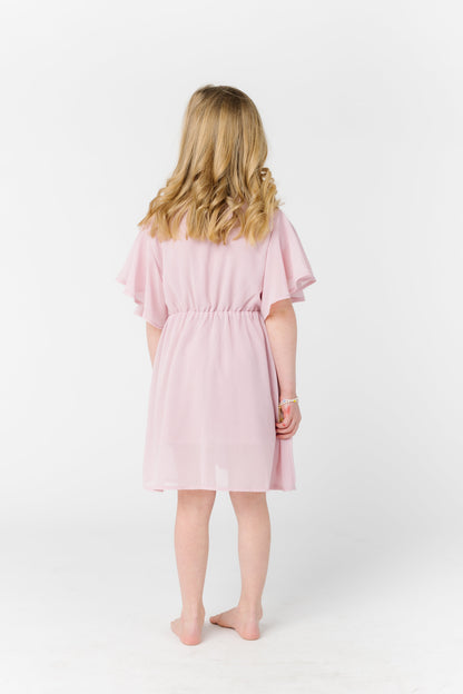 Little Naples Flutter Sleeve Girl's Dress - Lt Pink GIRL'S DRESS Brass & Roe 