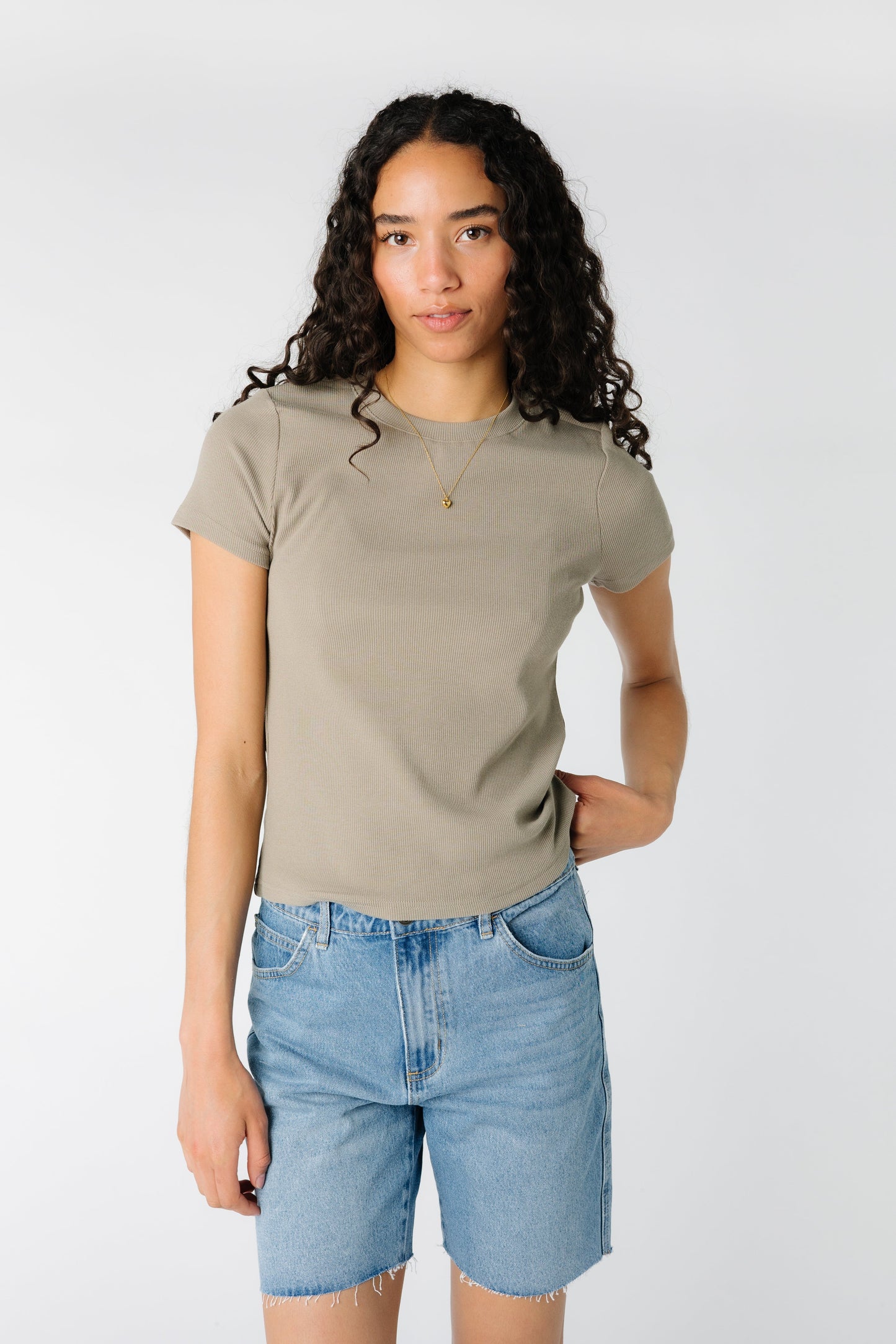 Stone color short sleeve tee