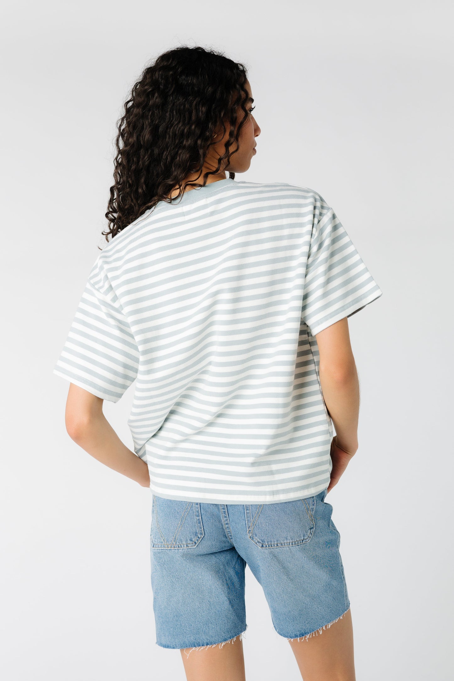 Oversized stripe T-shirt - Mustard & Dusty Blue WOMEN'S T-SHIRT Things Between 