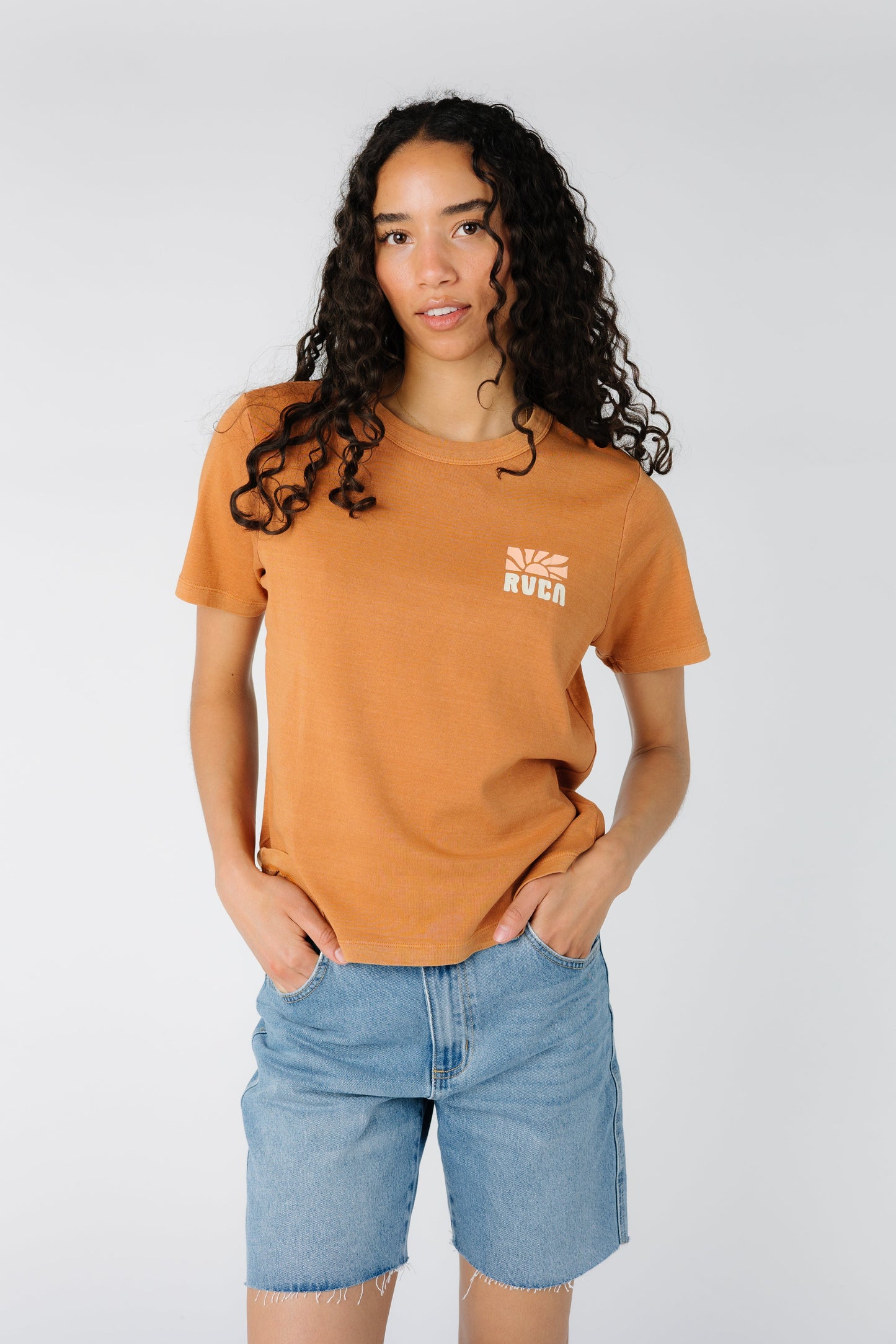 RVCA Daily Tee in rust with large back graphic  AVJZT00919