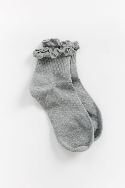 Cove Ruffle Quarter Sock WOMEN'S SOCKS Cove Accessories Grey OS 