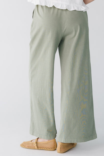 Back view of wide leg knit pants