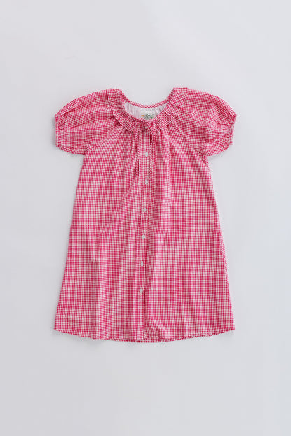 Collar Gingham Girl's Dress GIRL'S DRESS Citrus Red Gingham XXS 