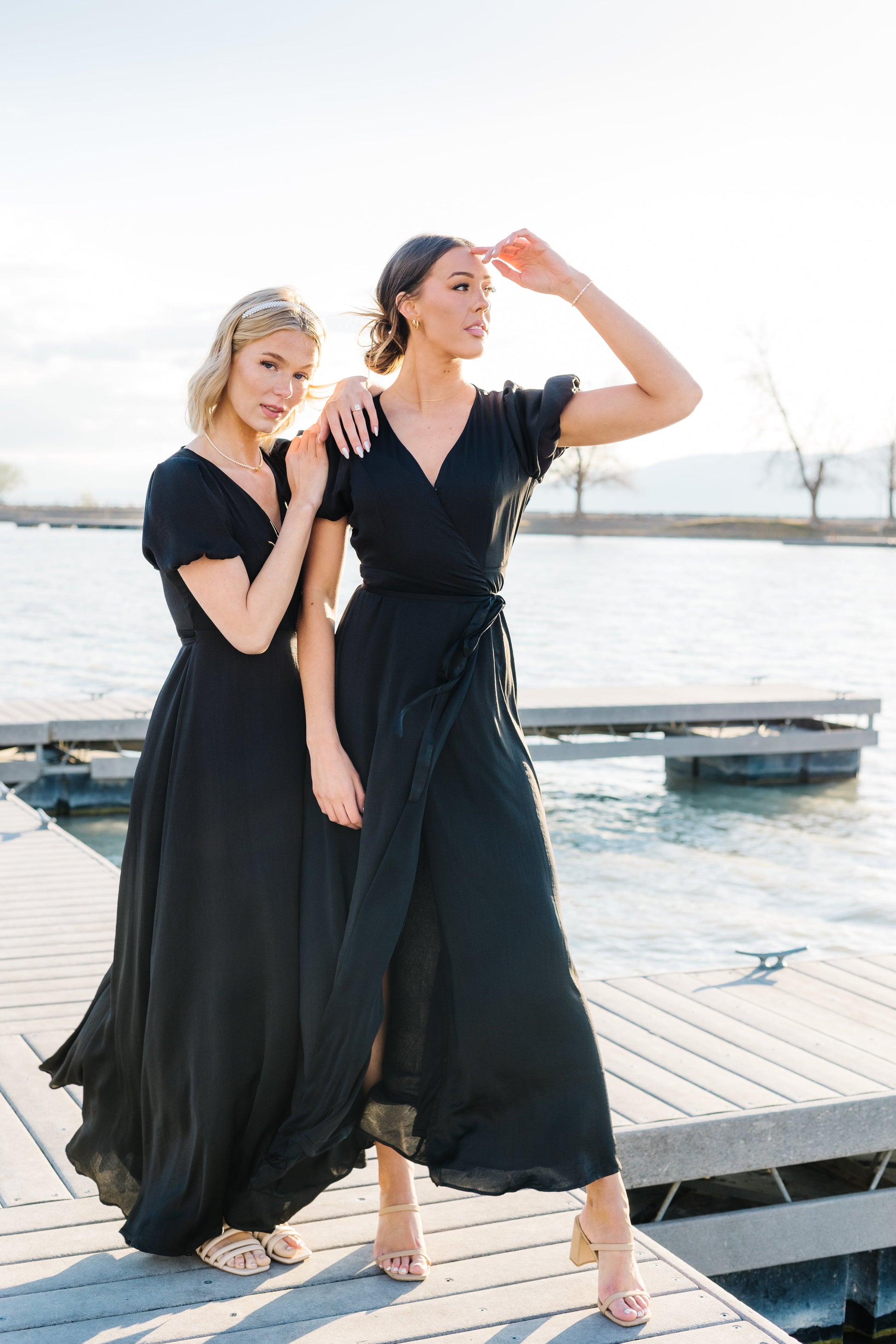 Mila Satin Dress - Black Bridesmaid Dress Brass & Roe 