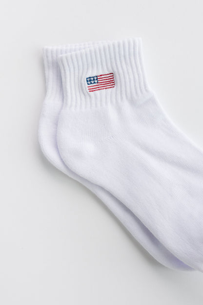 Cove USA Flag Quarter Socks WOMEN'S SOCKS Cove Accessories White OS 