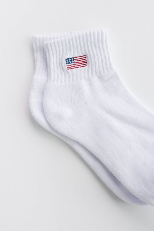 Cove USA Flag Quarter Socks WOMEN'S SOCKS Cove Accessories White OS 