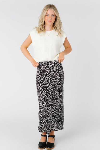 Modest floral print midi skirt