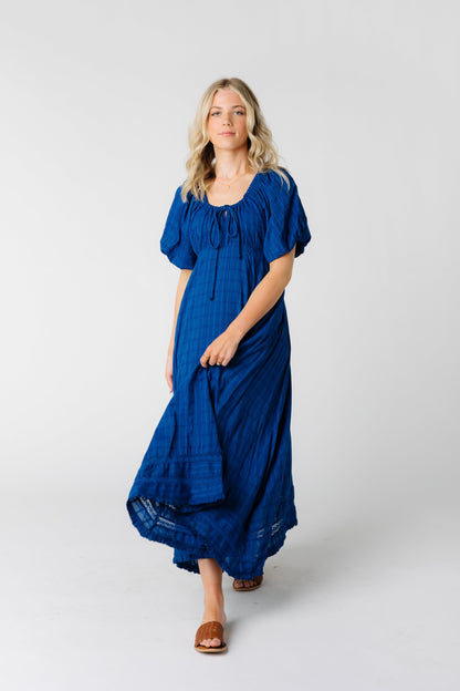 Citrus by Brass and Roe modest blue textured midi dress