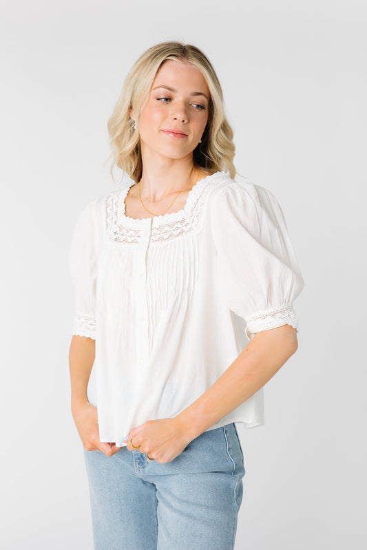 Citrus- Going Out Lace Top WOMEN'S TOP Citrus White XS 