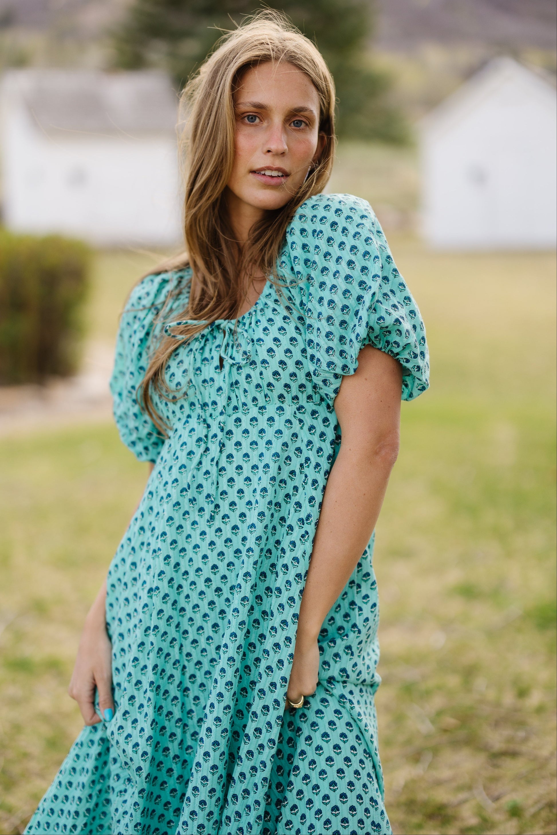 maxi spring dress Women's Pleated Petal Dress, Green Maxi dresses A romantic Swiss Papillon Maxi Dress