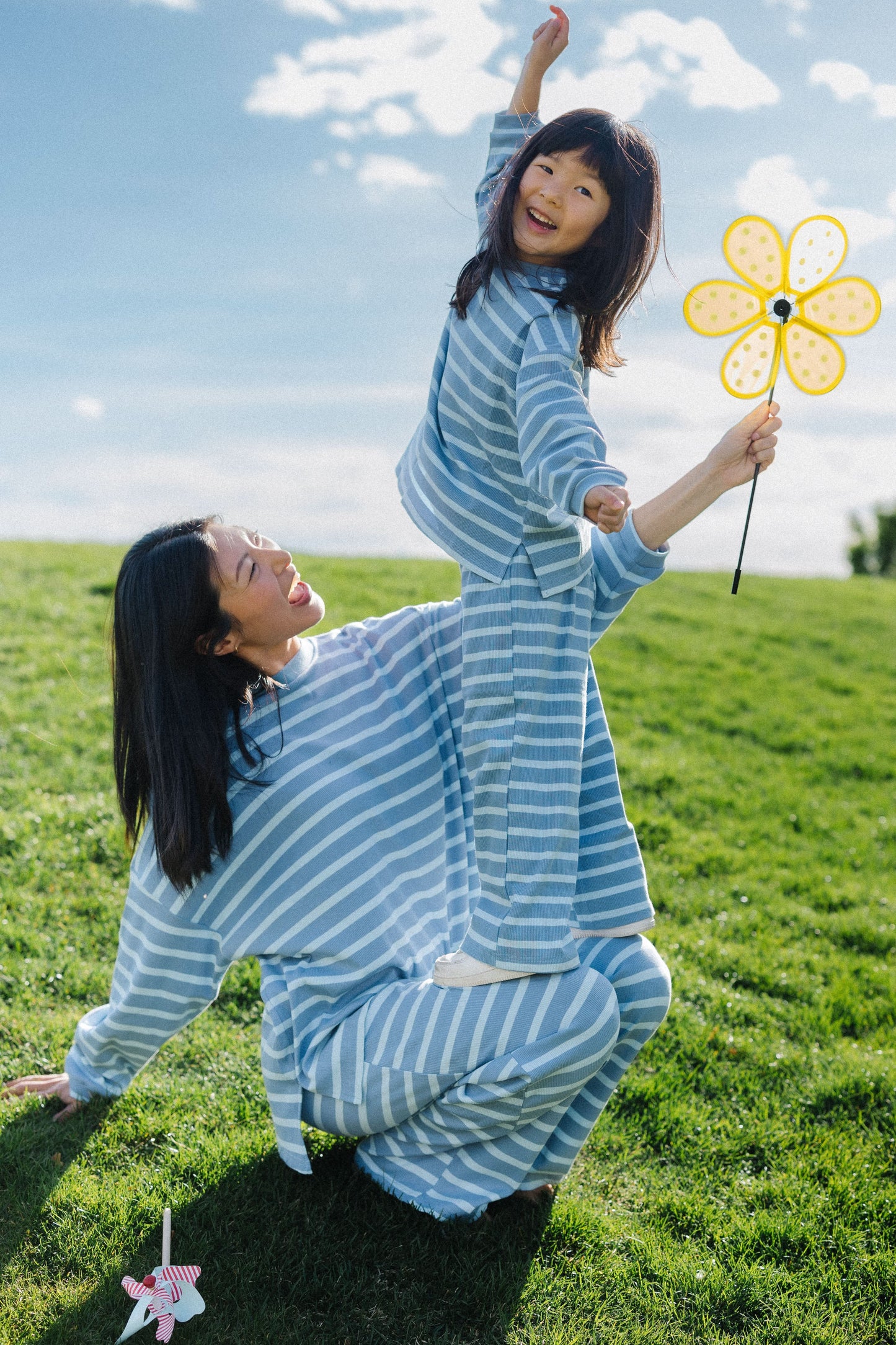 Cutie Everyday Kid's Stripe Set in light blue for women, teens and kids.