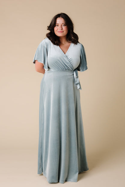 Modest Bridesmaid Dress Plus Size Velvet Maxi