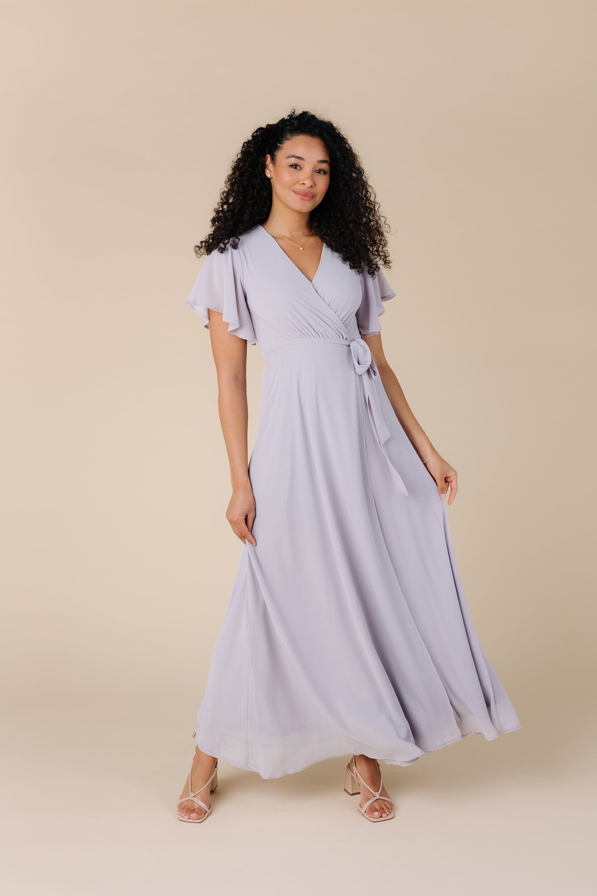 Modest lavender bridesmaid maxi dress 