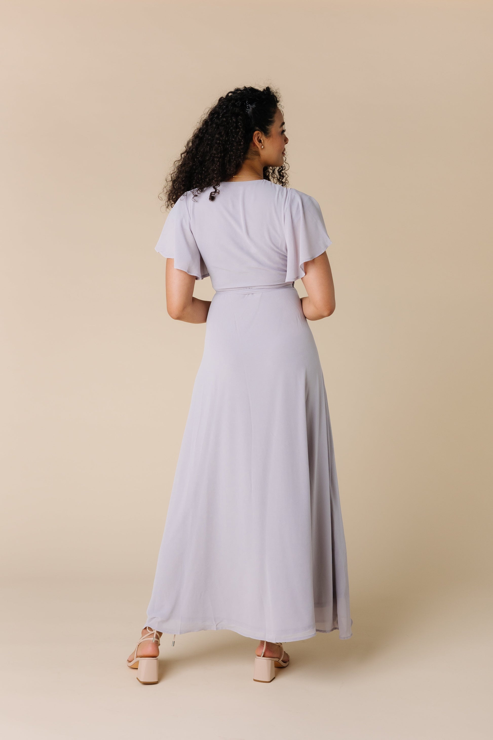 Back view of lavender maxi dress