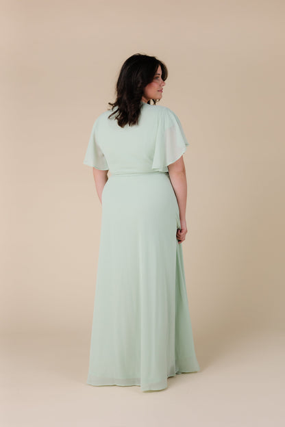 Plus size light sage bridesmaid dress