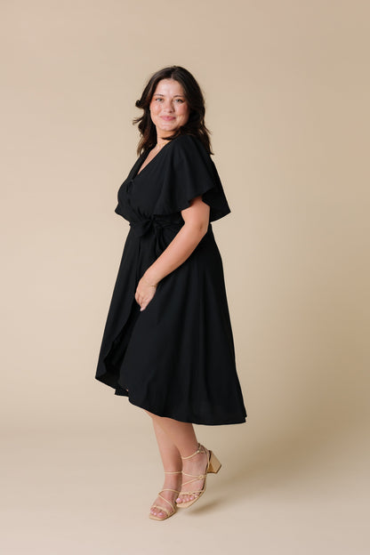 Plus size modest black bridesmaid dress