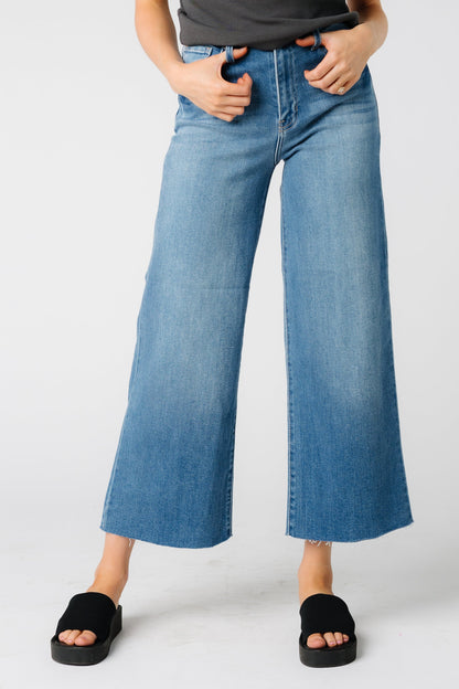 Crop length wide leg modest jeans