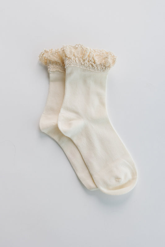 Cove All About Ruffles Socks WOMEN'S SOCKS Cove Accessories Ivory OS 