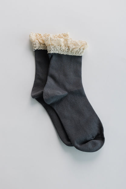 Cove All About Ruffles Socks WOMEN'S SOCKS Cove Accessories Charcoal OS 